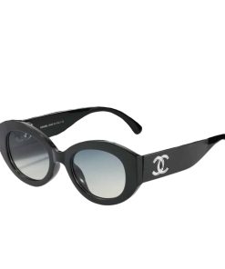 Chanel Oval Sunglasses Acetate And Nylon Black