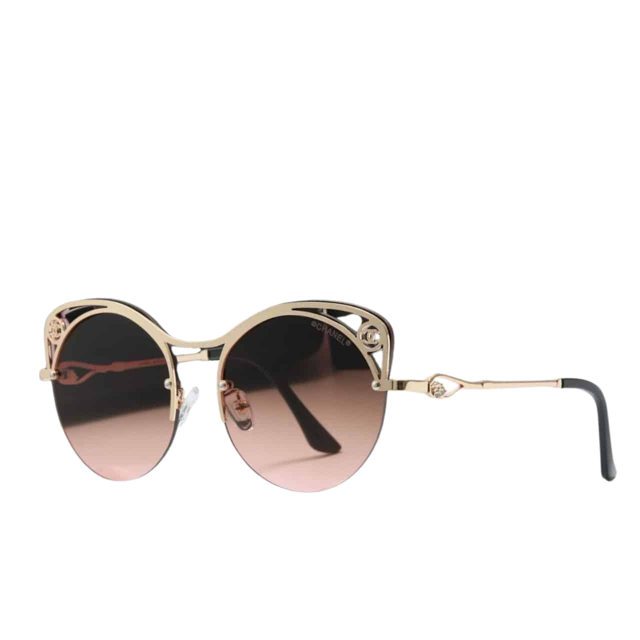 Chanel Cutout Round Sunglasses Brown