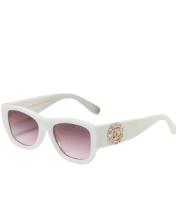 Chanel Cc Logo Square Sunglasses White In Pink