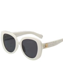 Alternative view of Chanel Square Sunglasses Tweed Accent In White