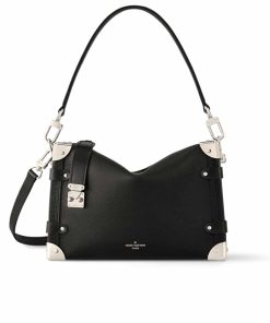 Louis Vuitton Side Trunk MM Grained Calf Leather Black 23Cm M25160