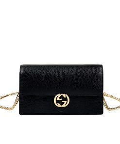 Gucci Icon Gg Interlocking Wallet On Chain Crossbody Bag Black 21Cm 615523 Cao0G 1000