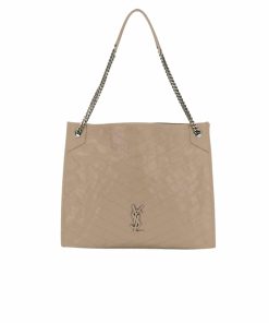 Saint Laurent Niki Crinkled Effect Shopping Tote Bag Khaki 35Cm