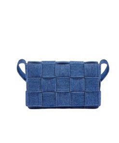Bottega Veneta Cassette Intrecciato Denim Bag Blue 25Cm