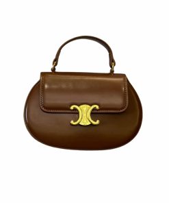 Celine Besace Clea Square Flap Bag In Shiny Brown 20Cm