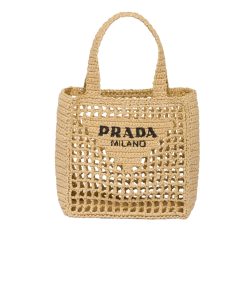Prada Raffia Grass Small Crochet Tote Bag Natural 22Cm 1Bg444 2A2T F0018 V Ooo
