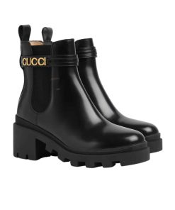 Alternative view of Gucci Mid Heel Boot With Logo Black‎ 734909 Aabk6 1000