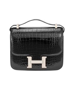 Alternative view of Hermès Mini Constance 19 Shiny Alligator Palladium Hardware Black 19Cm