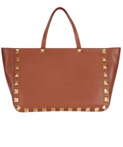 Valentino Garavani Rockstud Tote Bag Brown 40Cm