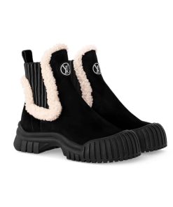 Louis Vuitton Ruby Flat Boots Suede Shearling Black 1Ac7Ac