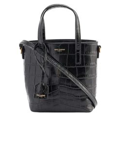Saint Laurent Toy Shopping Tote Bag Crocodile Black 18Cm