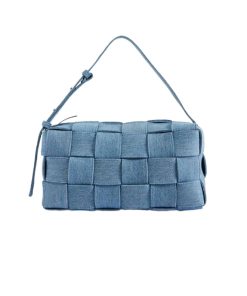 Bottega Veneta Brick Cassette Shoulder Bag Denim Blue 28Cm