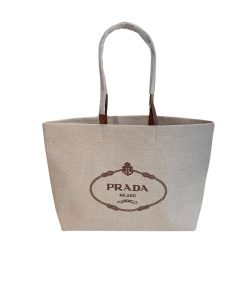 Alternative view of Prada Raffia Tote Beach Bag New Grey 37Cm