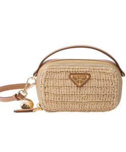Alternative view of Prada Crochet And Leathe Pouch Bag Natural 18Cm 1Nr025 2Cyc F0018