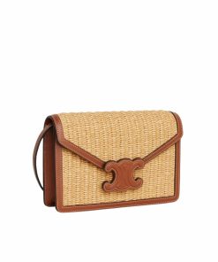 Alternative view of Celine Wallet On Strap Cuir Triomphe In Raffia Natural 20Cm 10L042Eww 02Nt