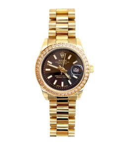 Alternative view of Rolex Lady Datejust Black Dial Yellow Gold 28Mm