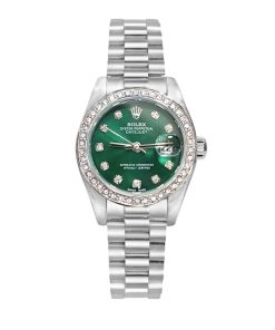 Rolex Lady Datejust 28 Silver Jubilee Diamond Dial In Green 31Mm