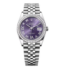 Alternative view of Rolex Datejust 36 Aubergine Diamond Dial Oyster Watch In Purple 126284Rbr