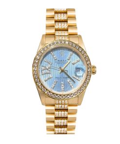 Rolex Datejust Diamond In Gold With Blue Dial 31Mm