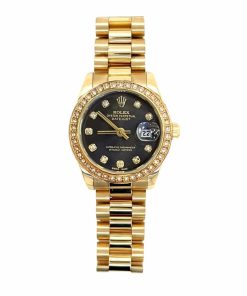 Alternative view of Rolex Lady Datejust 28 Diamond Dial 18K Gold In Black 28Mm