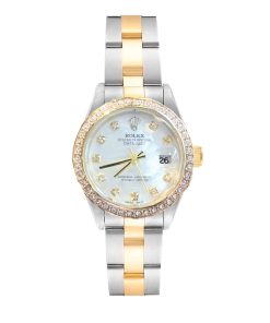 Alternative view of Rolex Datejust Diamond Dial Silver And Gold In White 28Mm