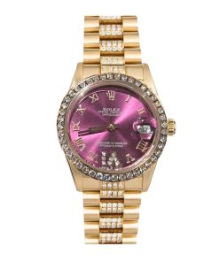 Rolex Datejust Diamond In Gold With Ice Purple Diamond 31Mm