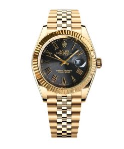 Rolex Datejust Roman Numeral Dial Gold In Black 41Mm