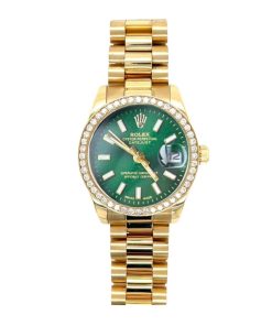 Rolex Lady Datejust Green Dial Yellow Gold 28Mm