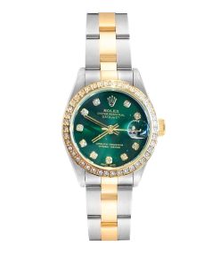 Alternative view of Rolex Datejust Diamond Dial Silver And Gold In Green 28Mm