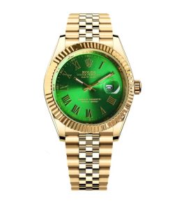 Rolex Datejust Roman Numeral Dial Gold In Green 41Mm