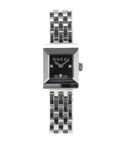 Gucci G Frame Bracelet Watch Square Shape Silver In Black 20Mm Ya128507