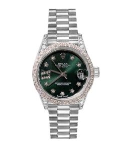 Alternative view of Rolex Datejust 31 Oyster Oysterquartz White Gold And Diamonds Green 31Mm 278384