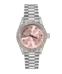 Alternative view of Rolex Datejust Diamond Bezel Oyster White Gold Pink 28Mm