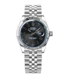 Rolex Datejust Roman Numeral Oystersteel And White Gold In Black 41Mm