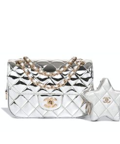 Alternative view of Chanel Mini Flap Bag Star Coin Purse Silver 24Cm As4648 B14873 Nt666