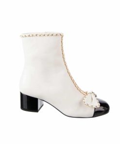 Chanel Ribbon Chain Boots White