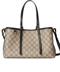 Alternative view of Gucci Gg Emblem Small Tote Bag Beige And Dark Brown 31Cm 815214 Fad6L 9741