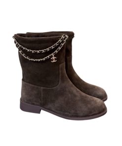 Alternative view of Chanel Suede Ankle Boots Brown