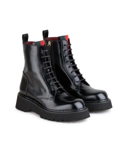 Gucci Women Thea Ankle Boot Black Leather 794173 Aadix 1060