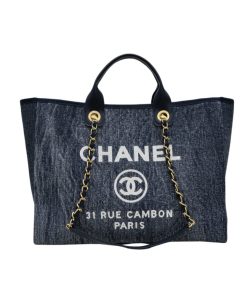 Alternative view of Chanel Medium Deauville Canvas Tote Blue 38Cm