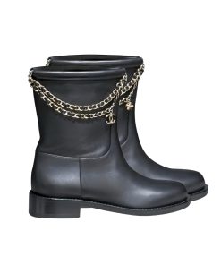 Alternative view of Chanel Ankle Boots Black Leather