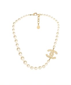 Alternative view of Chanel Glass Pearls CC Necklace Gold Pearly A64757 Y20450 Z2048