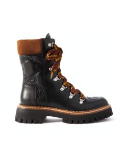 Alternative view of Gucci Women Lace Up Ankle Boot Black And Tan 758284 Aacm1 1046