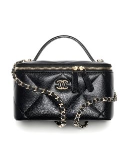 Alternative view of Chanel Long Vanity With Chain Grained Shiny And Gold Tone Metal Black 19Cm Ap4933 B22105 94305