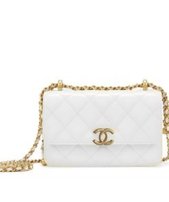 Chanel Mini Single Flap Bag Gold Hardware White 19Cm As2615 B05973 10601