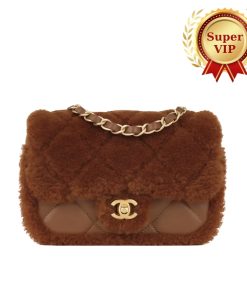 Alternative view of [Super Vip 1:1] Chanel Flap Bag Teddy Shearling And Gold Tone Metal Brown 19Cm