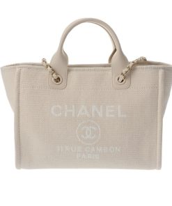 Alternative view of Chanel Deauville Shopping Canvas Tote Bag Light Beige 33Cm A67001
