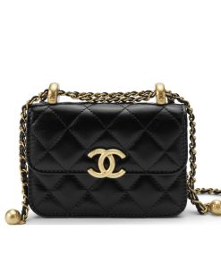 Chanel 21A Mini Flap Coin Purse With Chain Black 12Cm Ap2290 B06092 94305