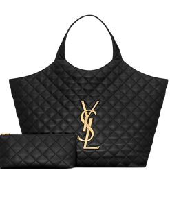 Saint Laurent Icare Maxi Shopping Bag In Quilted Black 50Cm 698651Aaang1000