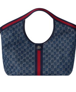 Gucci Giglio Large Tote Bag Blue And White Gg Denim 60Cm ‎853971 Faffq 8864